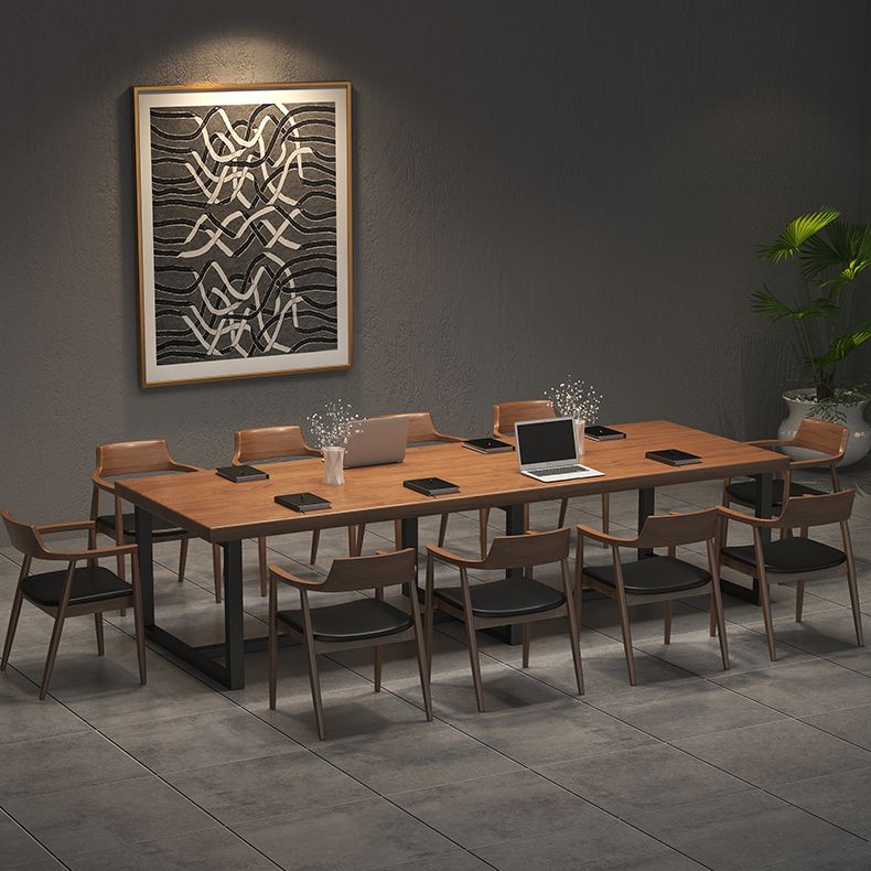 Escritorio de oficina industrial rectangular escritorio de madera y metal de madera y metal en natural