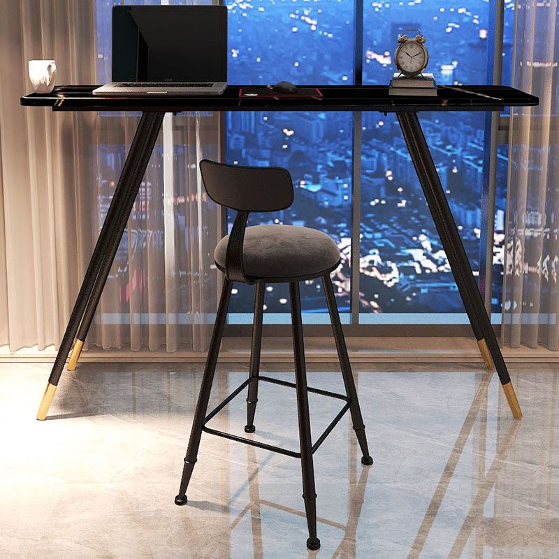 Industrial Style Black Metal Bar Table Faux Marble Rectangle Top Indoor Table with 4 Legs Clearhalo 'Bar Furniture' 'Bar Tables' 'bar_tables' 'furn' 'furn_bar_tables' 'Furniture' 'furniture_bar_tables' 'Kitchen & Dining Furniture' 'kitchen&dining_furn' 'kitchen' 1200x1200_93dae262-a974-4054-becd-20cf1afa9ddf