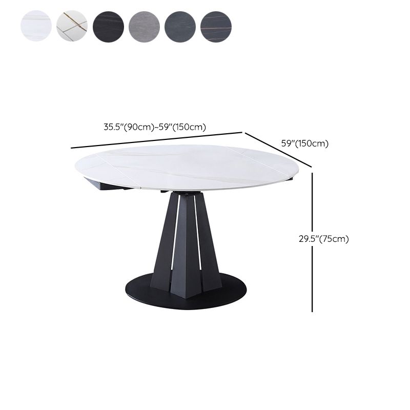 Modern Extendable Stone Dining Table Steel Base Dinner Table for Home Clearhalo 'Dining Tables & Seating' 'Dining Tables' 'dining_table' 'furn' 'furn_dining_table' 'Furniture' 'Kitchen & Dining Furniture' 1200x1200_93db39cd-58dd-421a-9514-6f5d24a443e1