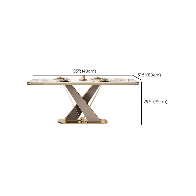 Traditional Luxury Dining Table Stone Rectangle Fixed Table with Pedestal Base Clearhalo 'Dining Tables & Seating' 'Dining Tables' 'dining_table' 'furn' 'furn_dining_table' 'Furniture' 'Kitchen & Dining Furniture' 1200x1200_93db9856-d240-4b99-b577-6805f39a94c2