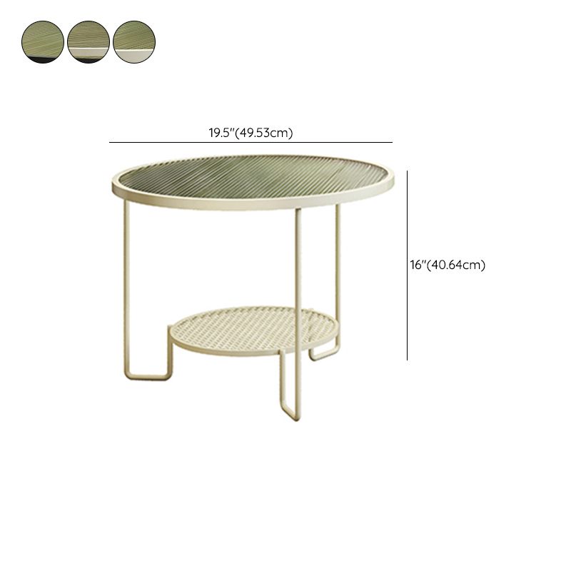 Round GlassCoffee Table Tropical No Distressing Coffee Table Set with Shelf Clearhalo 'Coffee & Accent Tables' 'Coffee Tables' 'coffee_tables' 'furn' 'furn_coffee_tables' 'Furniture' 'Living Room Furniture' 1200x1200_93de2957-294d-4ce0-bd5b-cd65d675bfac