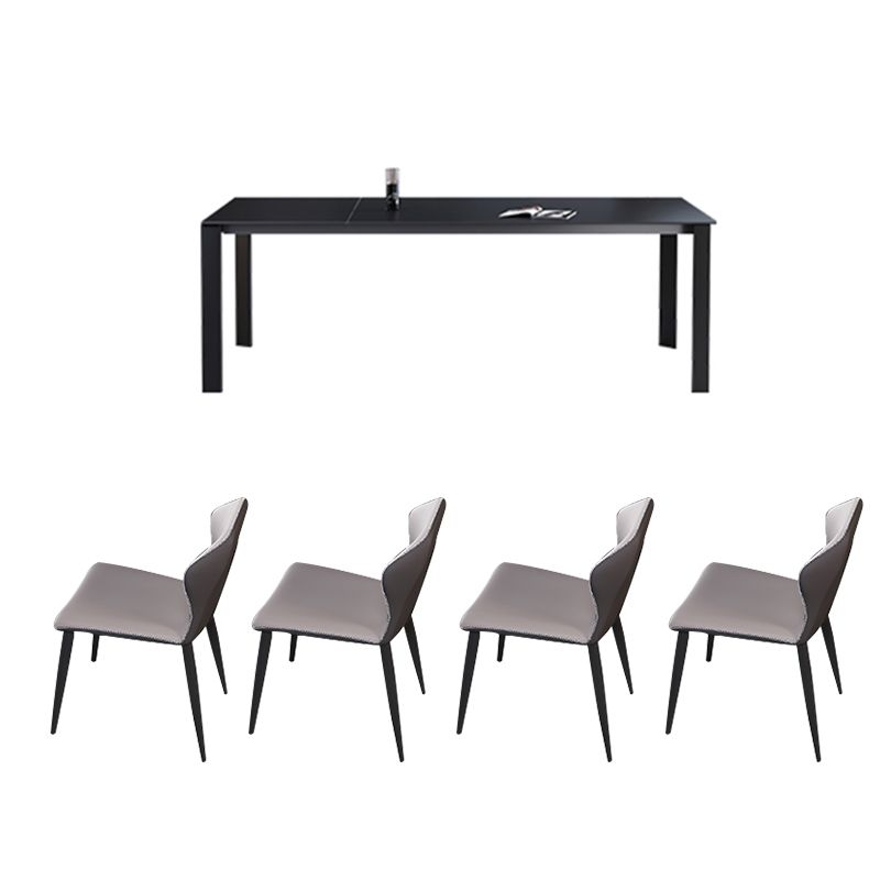 5/7/9 Pcs Modern Stone Rectangle Shape Dinette Table with Armless Chair