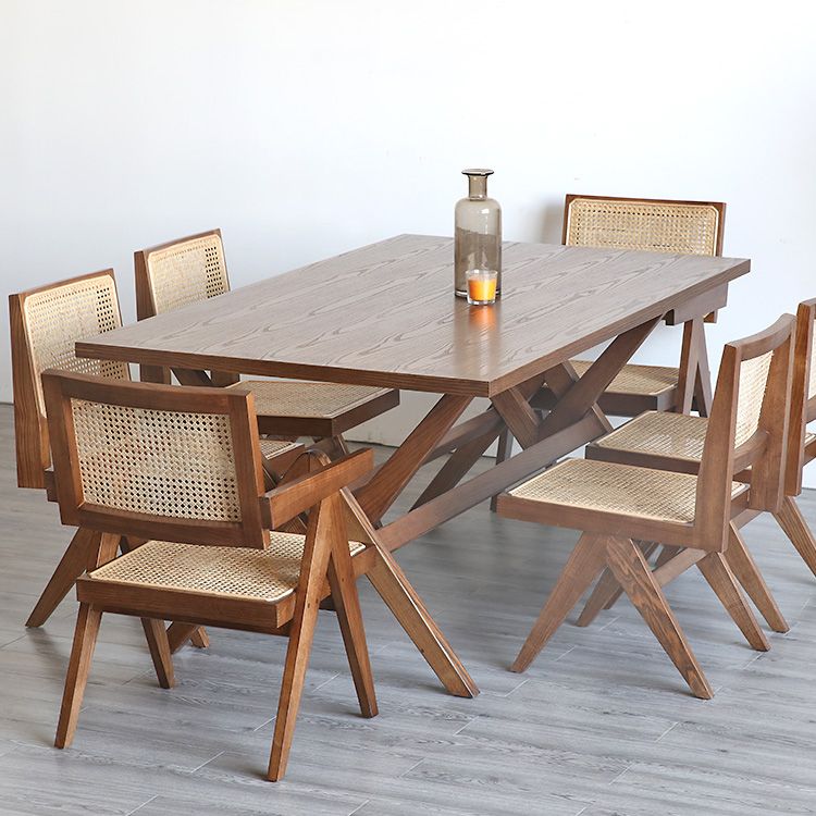 Rectangle Pine Wood Table with Trestle Base Modern Dining Table for Restaurant Clearhalo ' dining_table' 'Dining Tables & Seating' 'Dining Tables' 'furn' 'furn_dining_table' 'Furniture' 'furniture_dining_table' 'Kitchen & Dining Furniture' 'kitchen&dining_furn' 'kitchen' 'kitchen_dining_table' 1200x1200_93e0b909-210c-4b53-a310-8f3ec3ba4d82
