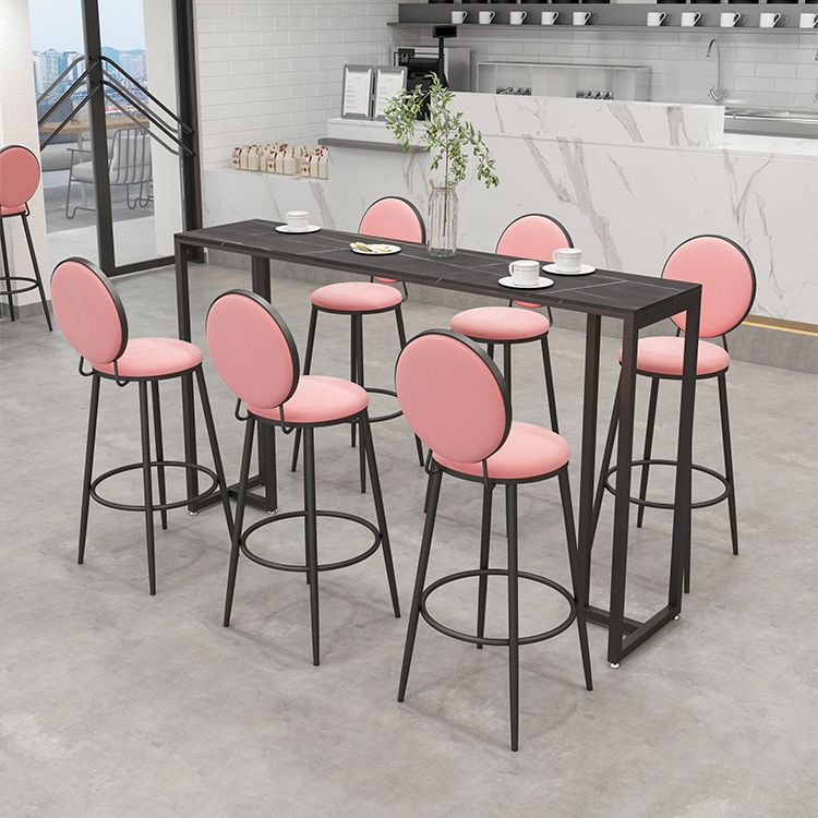 Rectangle Sintered Stone Bar Table Black and Metal Base Bar Table Clearhalo 'Bar Furniture' 'Bar Tables' 'bar_tables' 'furn' 'furn_bar_tables' 'Furniture' 'Kitchen & Dining Furniture' 1200x1200_93e1393c-7401-40d1-9103-2a684f7e9c34