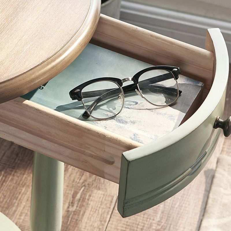 Wooden Round Top Side Table 27.16" Tall 4 Legs End Table with Storage