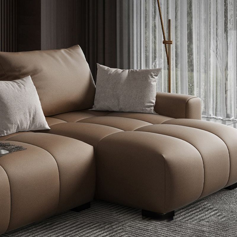 Dark Brown Cushion Back Contemporary Storage Faux Leather Sofa Clearhalo 'furn' 'furn_sectionals' 'Furniture' 'furniture_sectionals' 'Living Room Furniture' 'Sectionals' 1200x1200_93e33958-1891-47ed-bfd0-351e6e7aa524