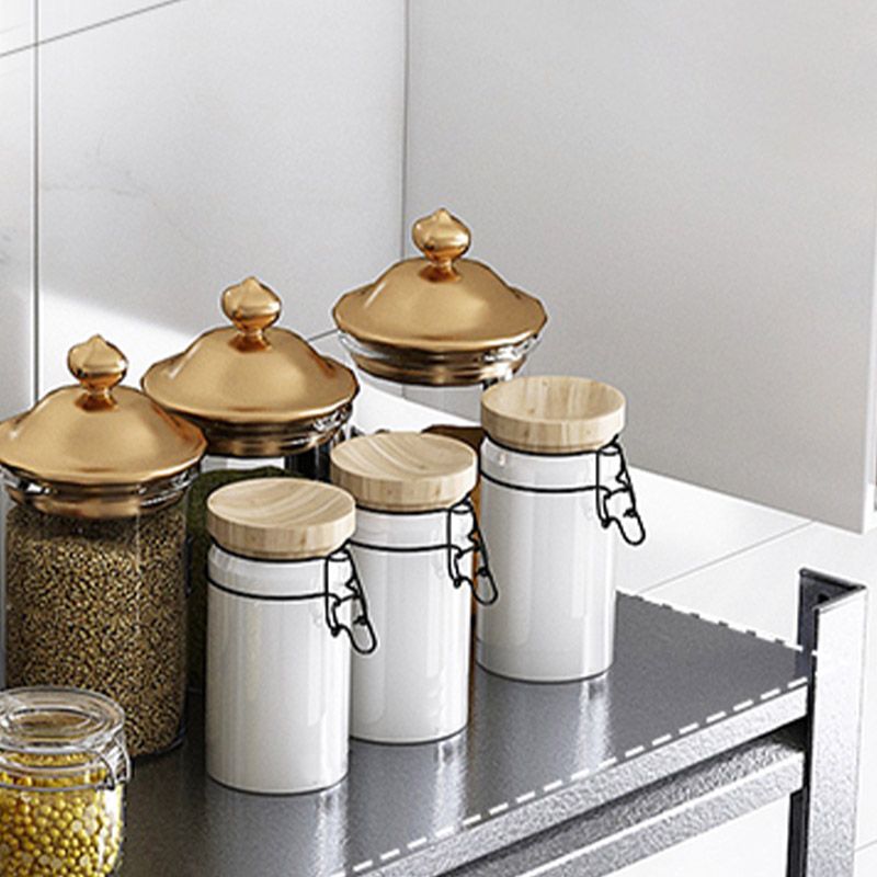 ローリングオープンシェルフキッチントロリーメタルプレップテーブルブラック