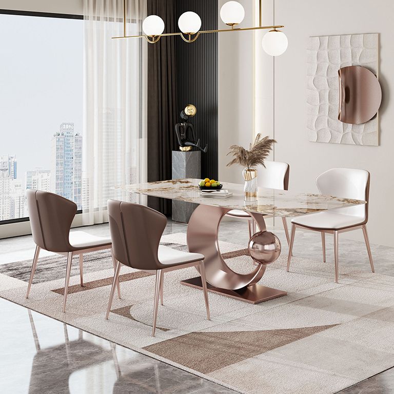 Luxurious Sintered Stone Top Dining Set Rectangle 1/4/5/7/9 Pieces Dining Room Table Set Clearhalo 'Dining Room Sets' 'Dining Tables & Seating' 'dining_room_set' 'furn' 'furn_dining_room_set' 'Furniture' 'Kitchen & Dining Furniture' 1200x1200_93e3ded8-1860-4fde-9867-8660edfbbc66
