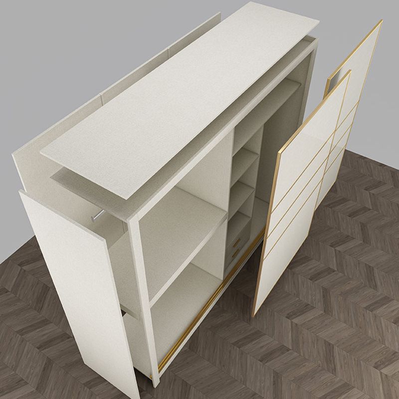 白い固形材のワードローブ鎧モダンスライド2ドアワードローブ