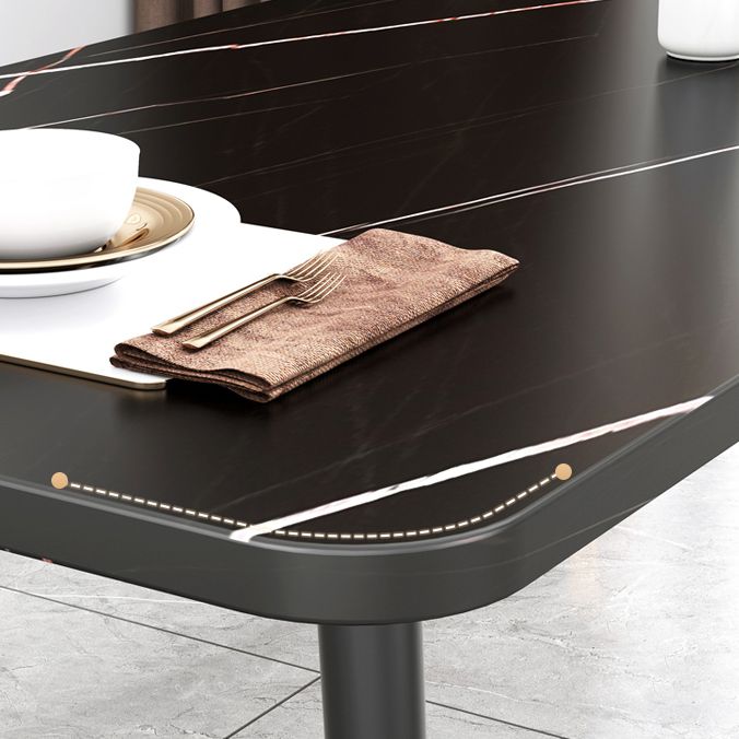 Industrial Style MDF Dining Table 4 Legs Carbon Steel Base Rectangle Table for Home Clearhalo ' dining_table' 'Dining Tables & Seating' 'Dining Tables' 'furn' 'furn_dining_table' 'Furniture' 'furniture_dining_table' 'Kitchen & Dining Furniture' 'kitchen&dining_furn' 'kitchen' 'kitchen_dining_table' 1200x1200_93e63648-7a0b-4167-803b-f189a43b97f2