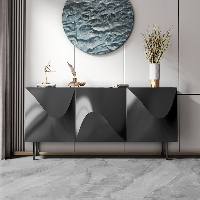 Modern Buffet Table Faux Wood Sideboard Table with Doors for Kitchen Clearhalo 'buffet_sideboard' 'Buffets & Sideboards' 'furn' 'furn_buffet_sideboard' 'Furniture' 'Kitchen & Dining Furniture' 1200x1200_93e672d0-2469-4e75-ae03-26ef59b5d858