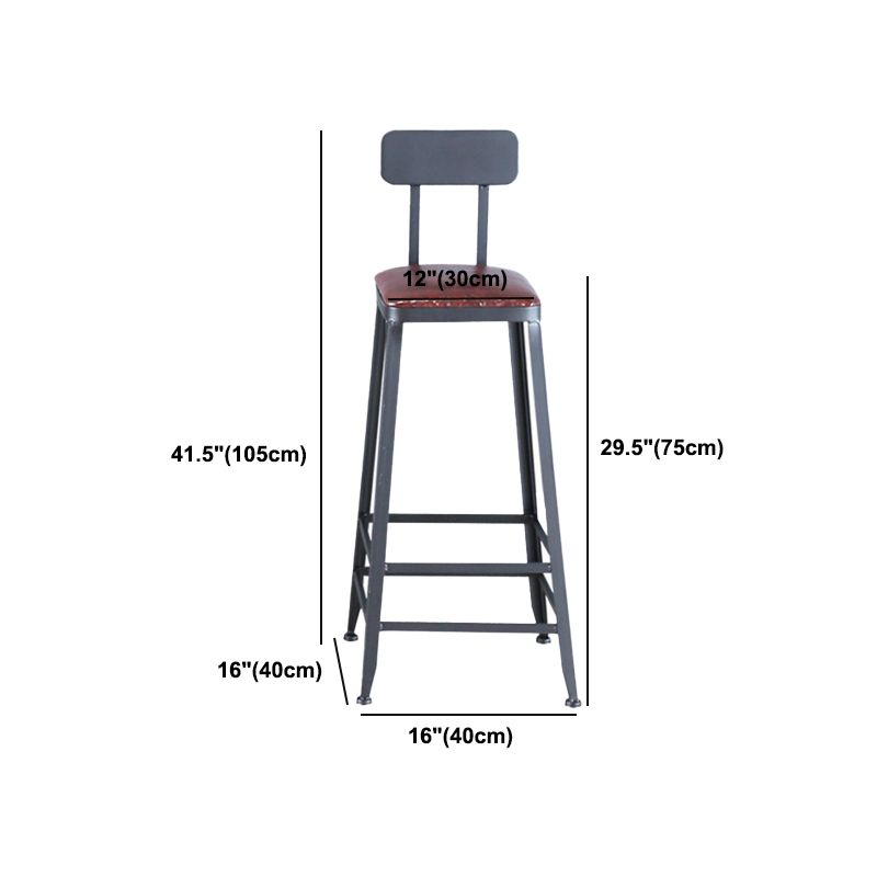 Industrial Armless Counter Stool Iron Cafe Bar Stool with Leather Cushion Clearhalo 'Bar Furniture' 'Bar Stools' 'bar_stools' 'furn' 'furn_bar_stools' 'Furniture' 'furniture_bar_stools' 'Kitchen & Dining Furniture' 1200x1200_93e6bbd4-13ac-4438-8fe3-e4a25ecd521e