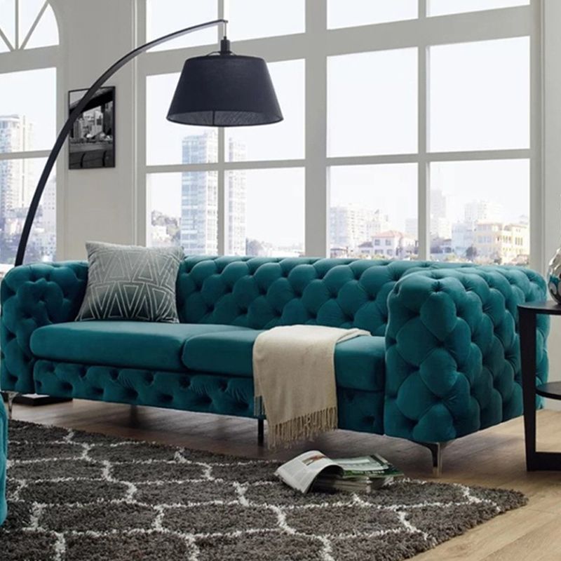 Contemporary Tufted Back Sofa with Tuxedo Arm for Livingroom