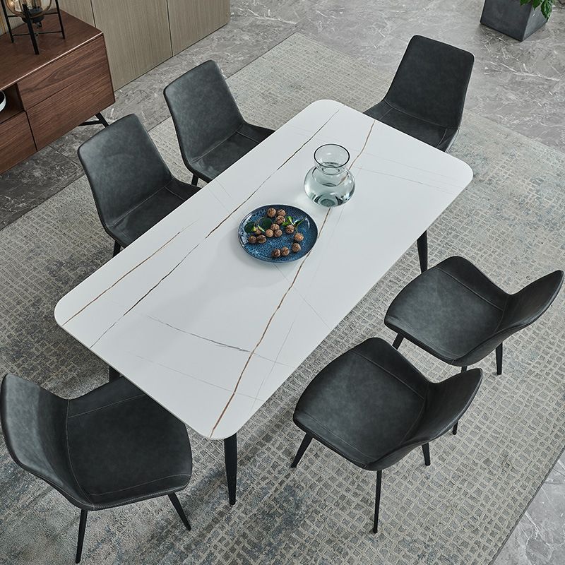Rectangular Sintered Stone Dining Table Modern Furniture with 4 Legs in Matte Finish Clearhalo 'Dining Tables & Seating' 'Dining Tables' 'dining_table' 'furn' 'furn_dining_table' 'Furniture' 'furniture_dining_table' 'Kitchen & Dining Furniture' 'kitchen' 'kitchen_dining_table' 1200x1200_93e9ec96-fc7e-468c-9ec8-3754978978f2