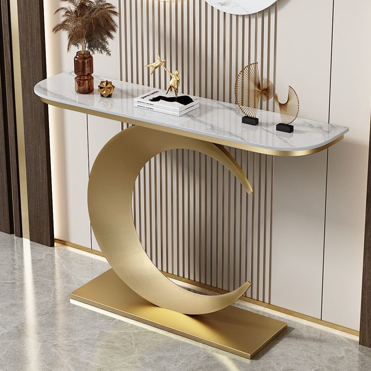 Tavolo di accento per console di pietra moderna mezza luna tavolino per la sala