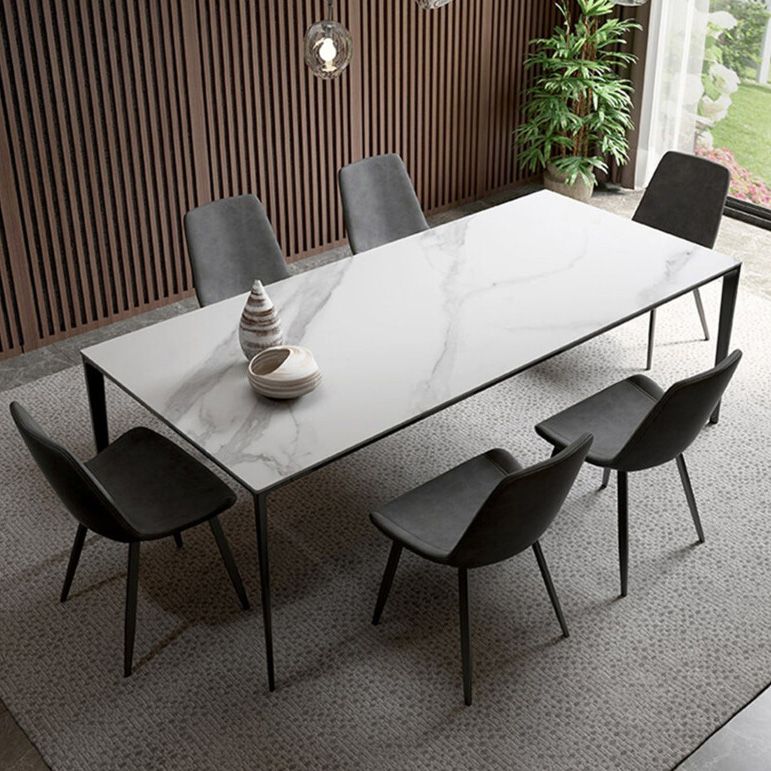 Industrial Sintered Stone Table 4 Legs Aviation Aluminum Base Rectangle Table for Home Clearhalo ' dining_table' 'Dining Tables & Seating' 'Dining Tables' 'furn' 'furn_dining_table' 'Furniture' 'furniture_dining_table' 'Kitchen & Dining Furniture' 'kitchen&dining_furn' 'kitchen' 'kitchen_dining_table' 1200x1200_93ea8d4e-ed42-4756-a6aa-8ab8cfd5710f