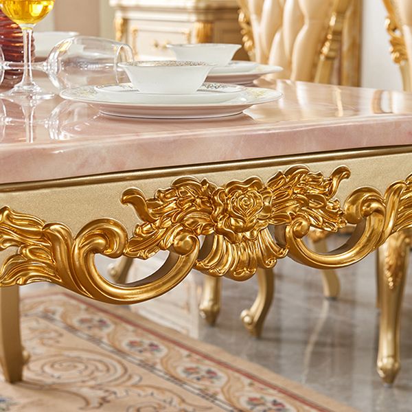 Solid Wood Victorian Rectangular Dining Table Marble Top Table with 4 Legs Clearhalo 'Dining Tables & Seating' 'Dining Tables' 'dining_table' 'furn' 'furn_dining_table' 'Furniture' 'Kitchen & Dining Furniture' 1200x1200_93ec4c88-8796-4484-ae70-11b8472f2255