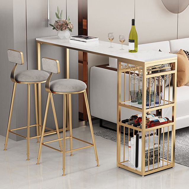 Luxurious Rectangle Marble Bar Table Set 1/3 Pieces Counter Table with Metal Stools Clearhalo 'Bar Furniture' 'furn' 'furn_home_bar_bar_sets' 'Furniture' 'Home Bars & Bar Sets' 'home_bar_bar_sets' 'Kitchen & Dining Furniture' 1200x1200_93ed81ac-1ea4-497c-bd27-349ad40cf081