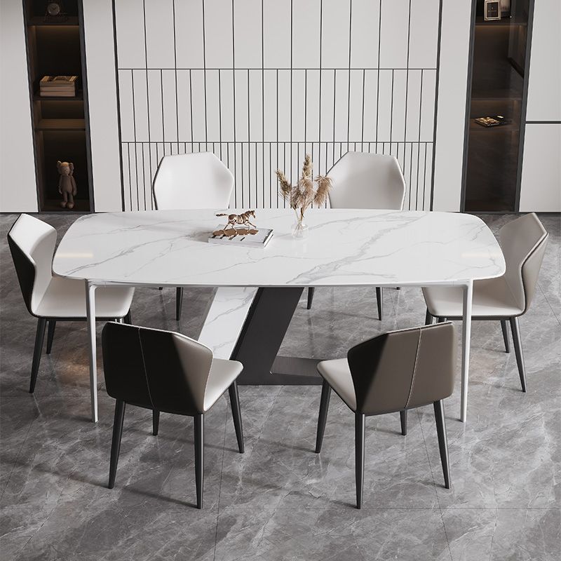 Contemporary Dining Set 1/4/5/7 Pcs Dining Table Set with Sintered Stone Top Clearhalo 'Dining Room Sets' 'Dining Tables & Seating' 'dining_room_set' 'furn' 'furn_dining_room_set' 'Furniture' 'Kitchen & Dining Furniture' 1200x1200_93ede177-a444-40e6-bcfa-4feedb00f240