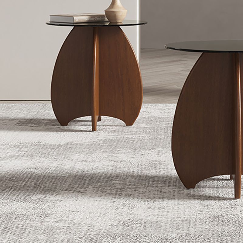 Living Room End Table Contemporary Round Abstract Glass Side Table