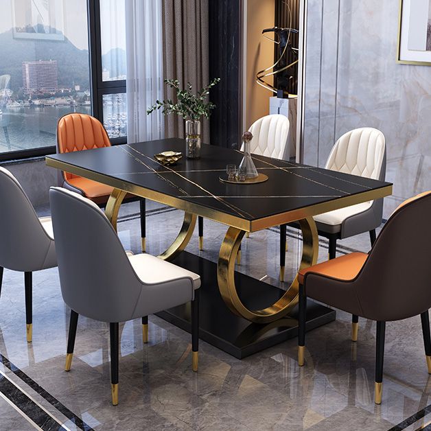 Glam Dinette Table Rectangle Stone Dining Room Table for Home Clearhalo 'Dining Tables & Seating' 'Dining Tables' 'dining_table' 'furn' 'furn_dining_table' 'Furniture' 'Kitchen & Dining Furniture' 1200x1200_93ee603c-b0e8-4662-a2d5-3b98d50f95ed