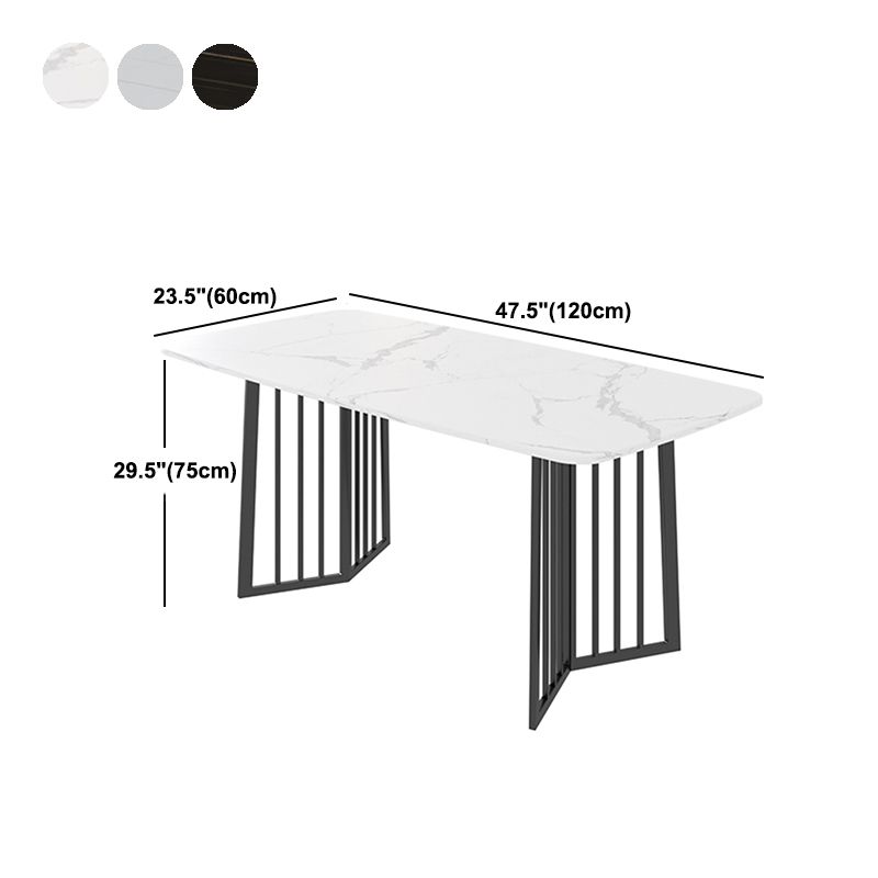 Black Metal Double Pedestal Dining Table Industrial Rectangle Fixed Table Clearhalo 'Dining Tables & Seating' 'Dining Tables' 'dining_table' 'furn' 'furn_dining_table' 'Furniture' 'furniture_dining_table' 'Kitchen & Dining Furniture' 'kitchen' 'kitchen_dining_table' 1200x1200_93ee9203-6a76-4c47-81f3-028ddbf32197