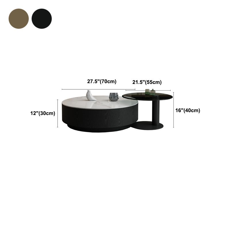 Round Stone Top Coffee Table Mid-Century Modern Cocktail Table Clearhalo 'Coffee & Accent Tables' 'Coffee Tables' 'coffee_tables' 'furn' 'furn_coffee_tables' 'Furniture' 'Living Room Furniture' 1200x1200_93f00b65-8c87-462b-8216-8857588b8b28