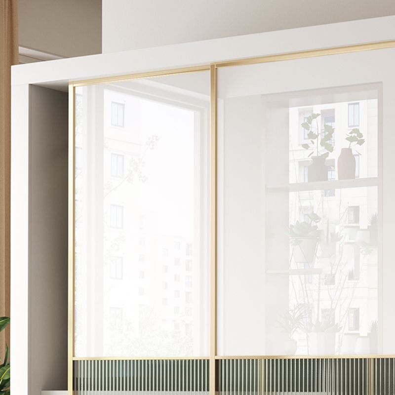 Gabinete de vestuario de dormitorio Armario de almacenamiento blanco moderno con puertas correderas