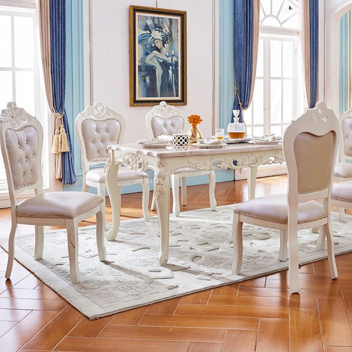 Stone White Dining Table Victorian 4 Legs Table for Dining Room Clearhalo 'Dining Tables & Seating' 'Dining Tables' 'dining_table' 'furn' 'furn_dining_table' 'Furniture' 'Kitchen & Dining Furniture' 1200x1200_93f1f4f1-dfa8-4fbd-a996-59a888a09acc