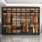 Bedroom Hinged Doors Storage Cabinet Glass Door Wardrobe with Garment Rod