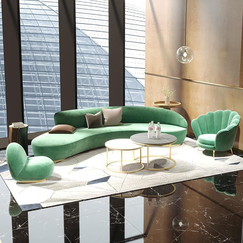 Sofá de color sólido moderno Loveseado curvado de espalda apretada para sala de estar