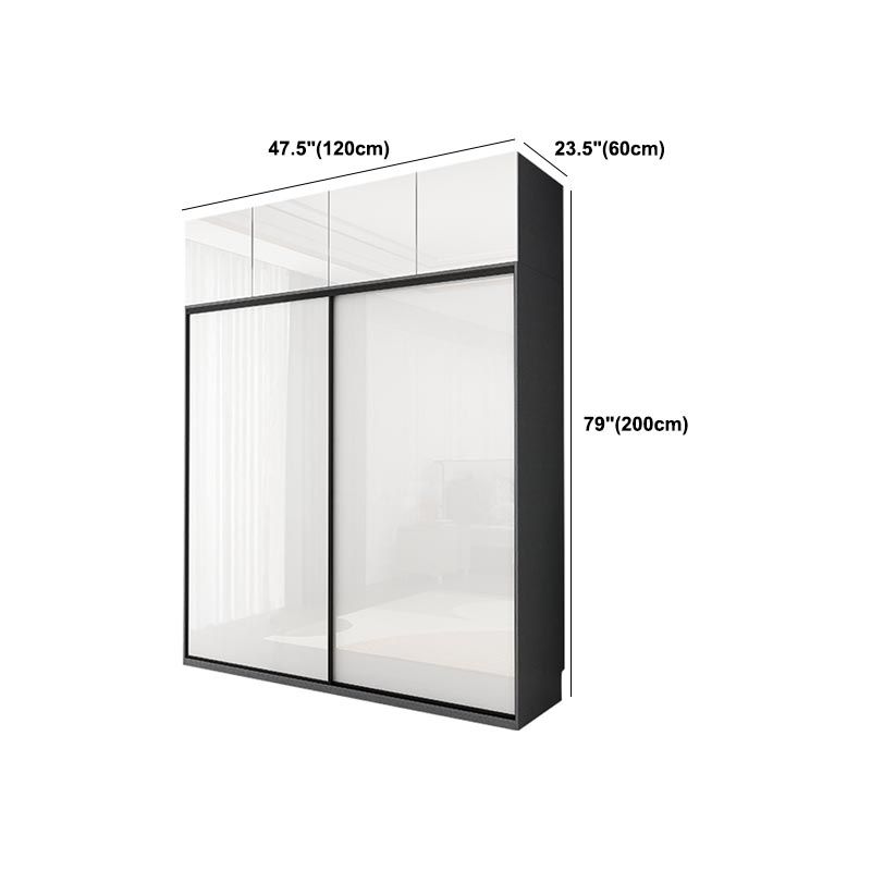 White Mirrored Finish Wardrobe Armoire Engineered Wood Wardrobe with Drawer Clearhalo 'Armoires & Wardrobes' 'armoires_wardrobes' 'Bedroom Furniture' 'furn' 'furn_armoires_wardrobes' 'Furniture' 1200x1200_93f9546a-2975-4fbf-baaf-bc09cfe297a9