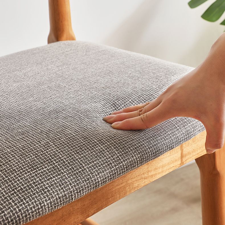 Contemporary Upholstered Armless Bar Stool with Solid Wood Base