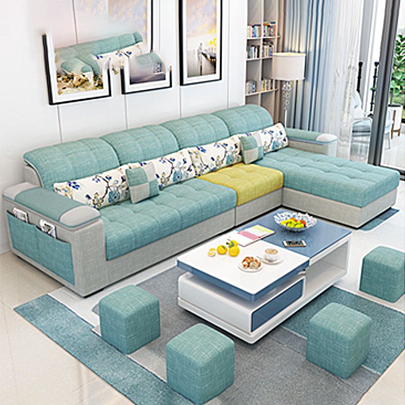 Pillow Top Arm Sofa with Storage and Ottoman Included for Living Room