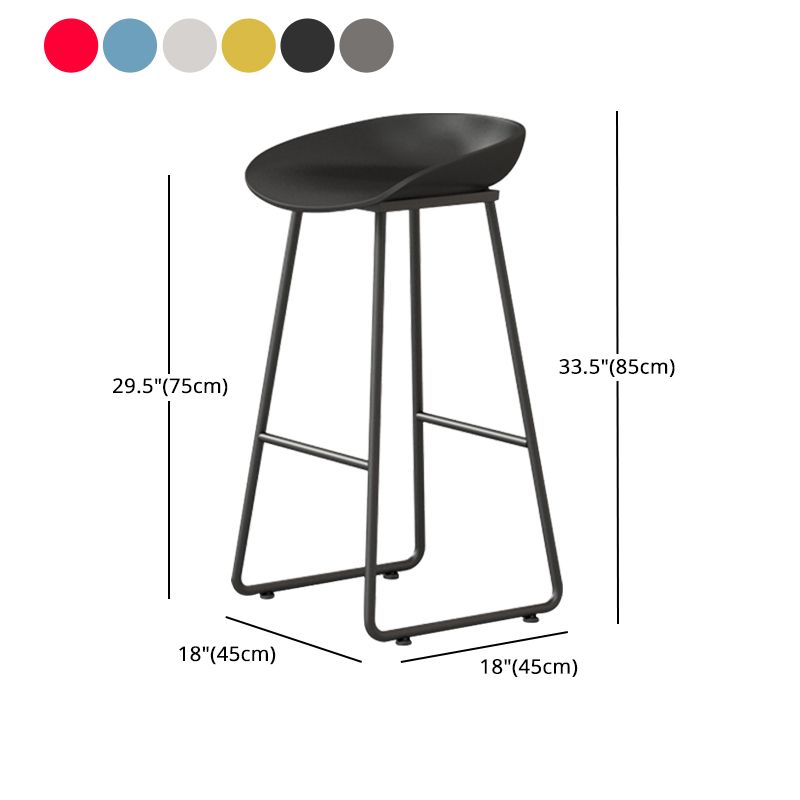 Contemporary Bucket Counter Bar Stool Armless Plastic Bar Stool with Footrest, Iron Base Clearhalo 'Bar Furniture' 'Bar Stools' 'bar_stools' 'furn' 'furn_bar_stools' 'furniture_bar_stools' 'Kitchen & Dining Furniture' 'kitchen&dining_furn' 'kitchen' 'kitchen_furn' Furniture' 1200x1200_93fca9f2-24ad-4db5-a48a-b398865d85d1