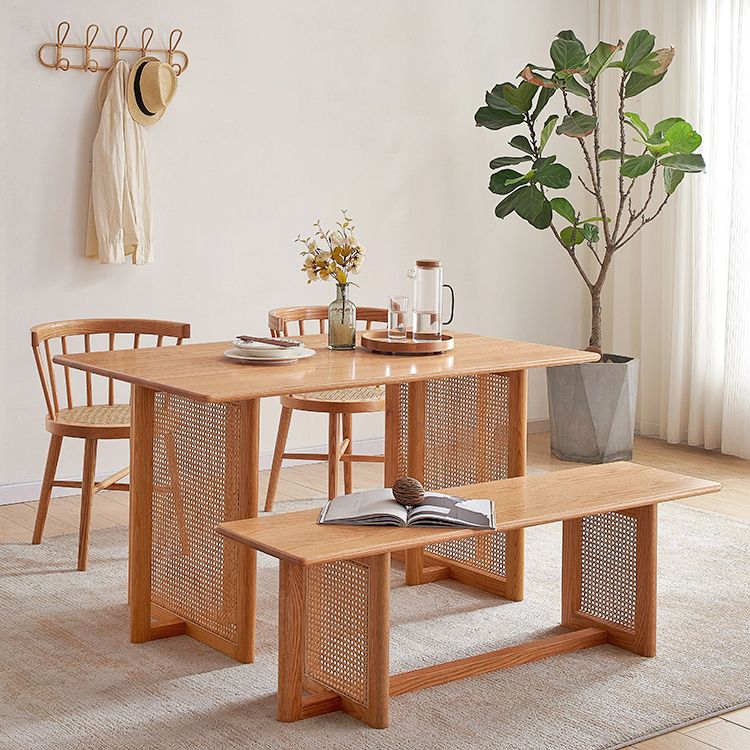 Rectangle Wooden Table Modern Red Oak Table in Nature with Double Pedestal Clearhalo ' dining_table' 'Dining Tables & Seating' 'Dining Tables' 'furn' 'furn_dining_table' 'Furniture' 'furniture_dining_table' 'Kitchen & Dining Furniture' 'kitchen&dining_furn' 'kitchen' 'kitchen_dining_table' 1200x1200_93fdc987-66ab-49b1-bab3-657d5b2f2a73