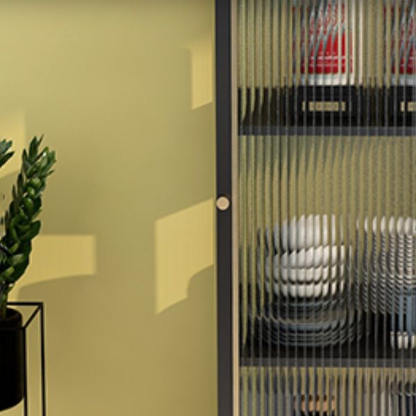 Contemporary Curio Cabinet Metal Glass Doors Hutch Buffet for Dining Room Clearhalo 'Display & China Cabinets' 'display_china_cabinets' 'furn' 'furn_display_china_cabinets' 'Furniture' 'Kitchen & Dining Furniture' 1200x1200_93fdcf16-8bda-4cc8-8439-1436d16bcbea