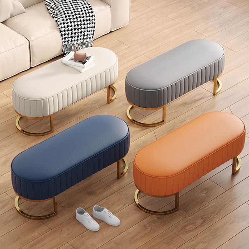 Glam Cushioned Seating Bench Oval Entryway and Bedroom Bench , 18" W Clearhalo 'Benches' 'Chairs & Seating' 'furn' 'furn_benches' 'Furniture' 'Living Room Furniture' 1200x1200_93fe466c-8a79-4c18-bdce-6657f7c782ac