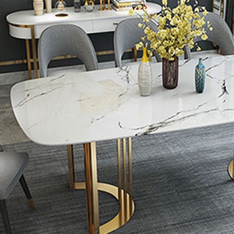 Glam Style Stone Table Dining Rectangle Table with Metal Legs for Home Use Clearhalo 'Dining Tables & Seating' 'Dining Tables' 'dining_table' 'furn' 'furn_dining_table' 'Furniture' 'Kitchen & Dining Furniture' 1200x1200_93ff164b-3032-4b4b-bcd3-9447f92e1ada