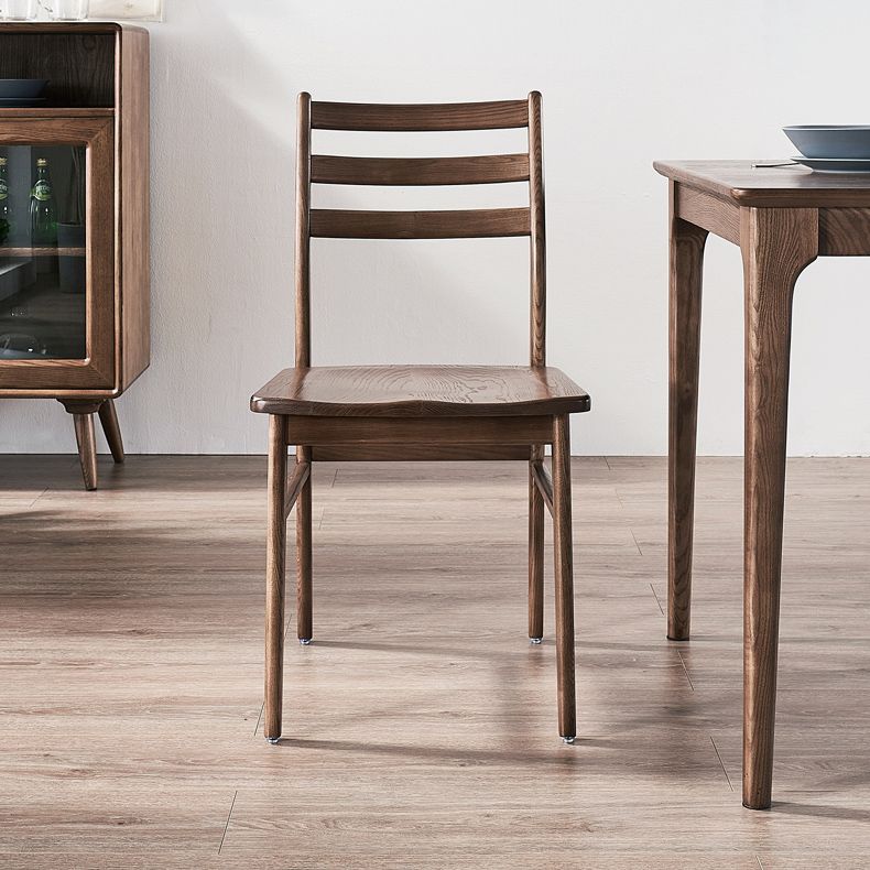 Contemporary 18'' Wide Wood Dining Side Chair Ladder Back Chair for Home Use Clearhalo ' kitchen&dining_furn' 'Dining Chairs' 'Dining Tables & Seating' 'dining_chair' 'furn' 'furn_dining_chair' 'Furniture' 'furniture_dining_chair' 'Kitchen & Dining Furniture' 'kitchen' 1200x1200_940003a0-f714-4ffb-a702-fdbc7c031b3f