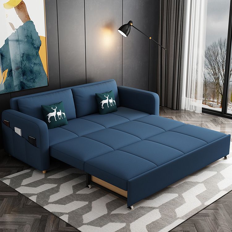 Contemporary Cotton Blend Sleeper Square Arm Sofa Bed in Blue Clearhalo 'furn' 'furn_sofas' 'Furniture' 'Living Room Furniture' 'Sofa' 'sofas' 1200x1200_940032a7-eea1-42e8-8150-6188e0cfa7dd