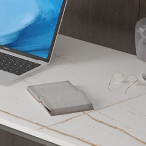 Scrivania da ufficio rettangolare in pietra 29,53 "scrivania alta 1 scaffale