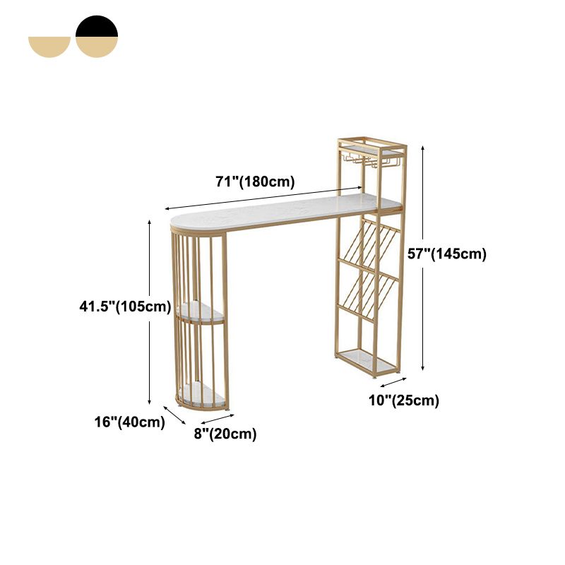 Glam Wine Rack Pub Height Dining Table Double Pedestal Cafe and Break-room Bar Table Clearhalo 'Bar Furniture' 'Bar Tables' 'bar_tables' 'furn' 'furn_bar_tables' 'Furniture' 'furniture_bar_tables' 'Kitchen & Dining Furniture' 1200x1200_94026ce1-d8a3-44a4-9ca5-8b4513dfed02