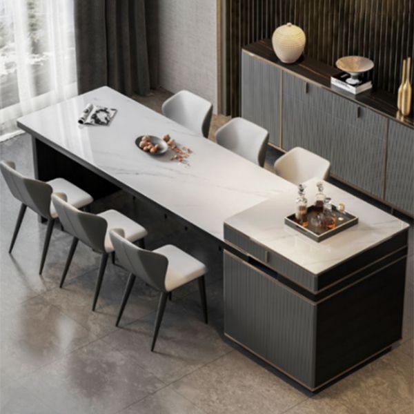 Rectangle Stone Top Dining Table Extendable Dining Table for Dining Room