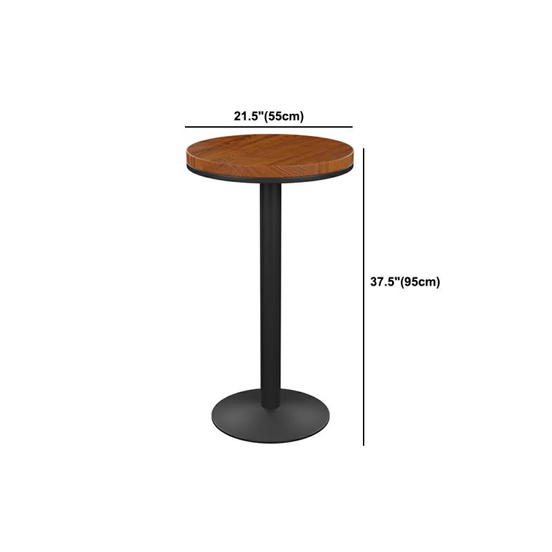 Round Wooden Pub Table Industrial Brown Bistro Bar Table with Metal Pedestal Clearhalo 'Bar Furniture' 'Bar Tables' 'bar_tables' 'furn' 'furn_bar_tables' 'Furniture' 'Kitchen & Dining Furniture' 1200x1200_9404c38c-cfab-492b-bcea-1b233a371d60