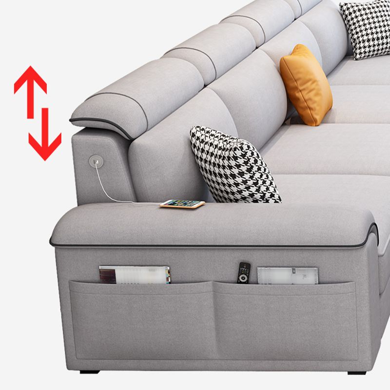 Left Facing Sofa Faux Leather/Linen L-shape 4-seat Sectionals with Chaise Clearhalo 'Furniture' 'furniture_sectionals' 'Living Room Furniture' 'Sectionals' 1200x1200_94055473-47fe-48ec-9124-df3f3929a95f