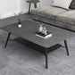 Cross Legs Rectangular Slate Coffee Cocktail Table in Gray with Shelf Clearhalo 'Coffee & Accent Tables' 'Coffee Tables' 'coffee_tables' 'furn' 'furn_coffee_tables' 'Furniture' 'Living Room Furniture' 1200x1200_9407d10c-cb6f-45e0-a990-6a0e8f106686
