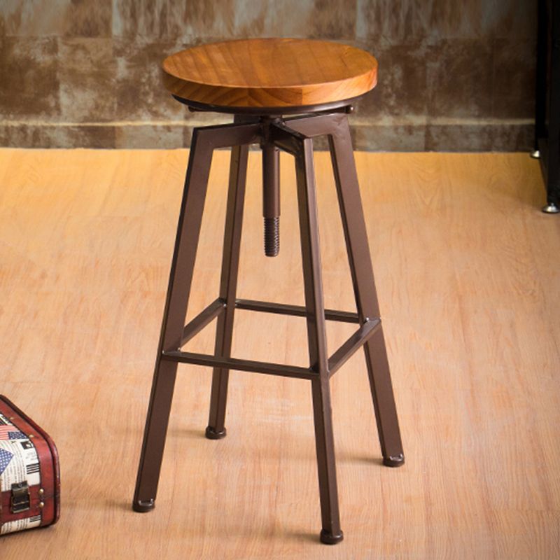 Modern Armless Counter Stool Iron Bar Stool with Wooden Seat and Pedal Clearhalo 'Bar Furniture' 'Bar Stools' 'bar_stools' 'furn' 'furn_bar_stools' 'Furniture' 'Kitchen & Dining Furniture' 1200x1200_94083833-dbde-4e6f-af4f-b13ef8d1e98b