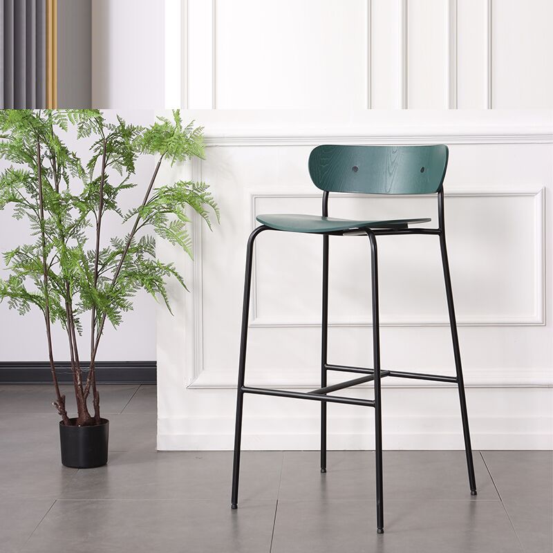 Industrial Iron Simple Barstool Restaurant Tall Stool with Wood Seat, 1 Piece Clearhalo 'Bar Furniture' 'Bar Stools' 'bar_stools' 'furn' 'furn_bar_stools' 'furniture_bar_stools' 'Kitchen & Dining Furniture' 'kitchen&dining_furn' 'kitchen' 'kitchen_furn' Furniture' 1200x1200_94087033-6369-4984-8936-c14b7f5ffa61