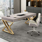 29.25 "H Classic Glam Office Desk Curved Shape Stone Writing Desk